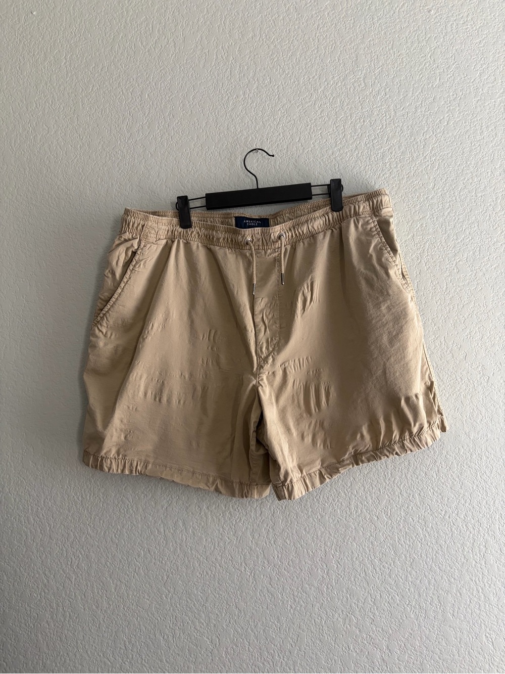 American Eagle Outfitters Khaki Elastic-Waist Athletic Shorts
